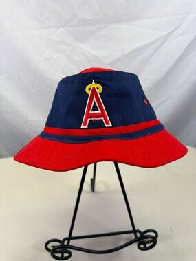 MLB Los Angeles Angels Floppy Bucket Hat Blue and Red Size M New